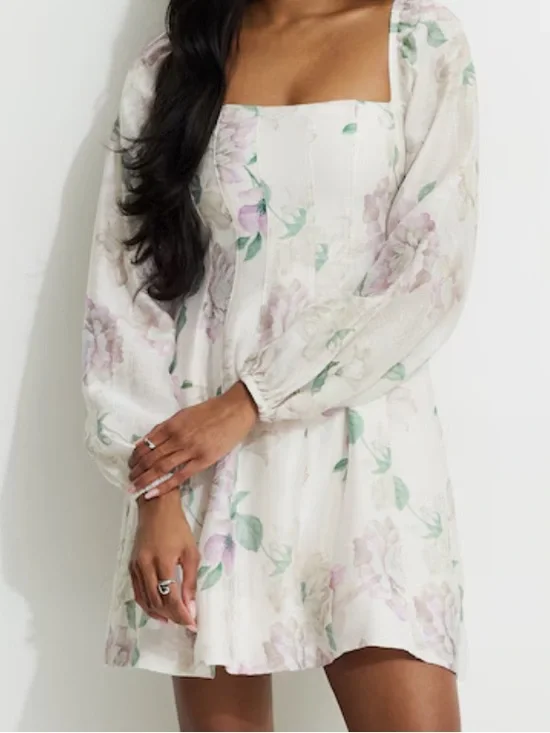 Amelie Balloon Sleeve Mini Dress - size small NWT - Picture 1 of 8